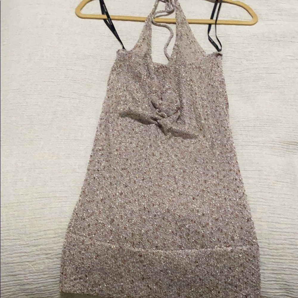 BEBE HALTER TUNIC TOP XS
